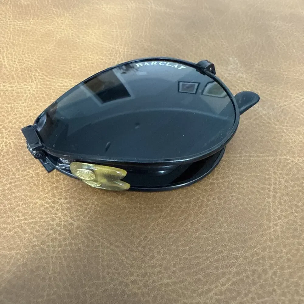 Vintage Barclay Foldable Aviator Style Sunglasses Black Frame Gray Lenses
